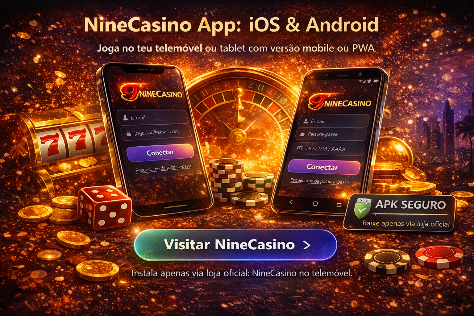 Imagem ilustrativa: NineCasino no telemóvel